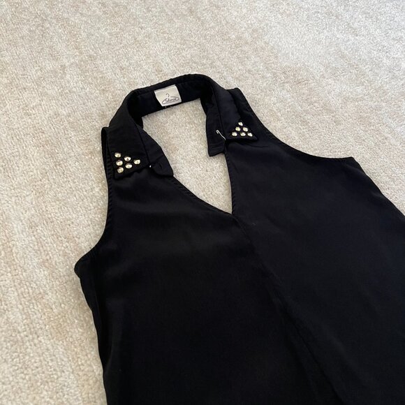 3 for $6 Solemio Sleeveless Black Studded Cutout Back Flowy Blouse Top S - Picture 3 of 7